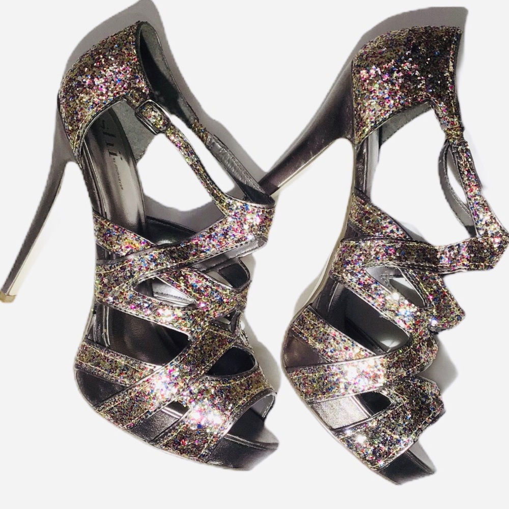 Shï by Journeys Ryder Multi Glitter Heel NWOB
